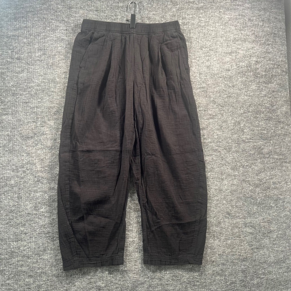 GAP Womens Black Cotton Gauze Relaxed Tapered Pants Elastic Waist Medium